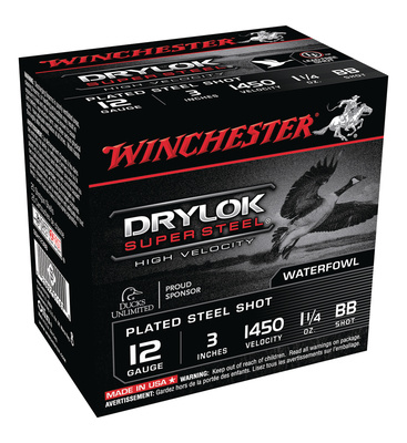 Drylok Super Steel High Velocity Waterfowl Loads Plated12 Gauge 3 Inch 1450 FPS 1.25 Ounce BB Steel Shot