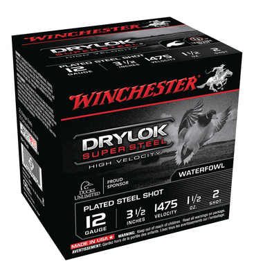 Drylok Super Steel High Velocity Waterfowl Loads Plated12 Gauge 3.5 Inch 1475 FPS 1.5 Ounce 2 Steel Shot