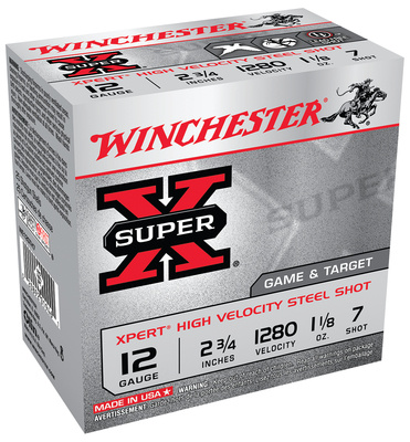 Super-X Xpert Steel Game & Target 12 Gauge 2.75 Inch 1280 FPS 1.125 Ounce 7 Shot