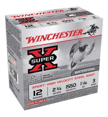 Super-X Xpert Steel Waterfowl Load 12 Gauge 2.75 Inch 1550 FPS 1.0625 Ounce 3 Steel Shot