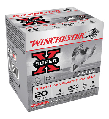 Super-X Xpert Steel Waterfowl Load 20 Gauge 3 Inch 1500 FPS .875 Ounce 2 Steel Shot
