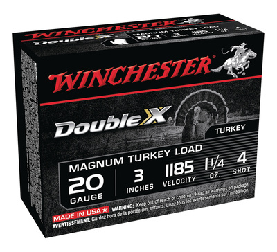 Double X Magnum Turkey Loads Copper Plated Buffered 20 Gauge 3 Inch 1185 FPS 1.25 Ounce 4 Shot