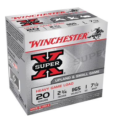 Super-X Heavy Game Load 20 Gauge 2.75 Inch 1165 FPS 1 Ounce 7.5 Shot