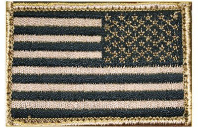 American Flag Patch Reversed Subdued Coyote Tan 2x3 Inches