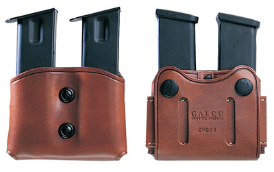 D.M.C. Double Magazine Leather Carrier For 9mm/.40 Staggered Metal Tan Ambidextrous
