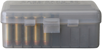 Case-Gard 50 Series Handgun Ammo Box .38 Special to .357 Magnum Clear Smoke