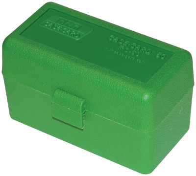Case-Gard 50 Rifle Ammo Boxes .222 & .222 Magnum Mechanical Hinge Green