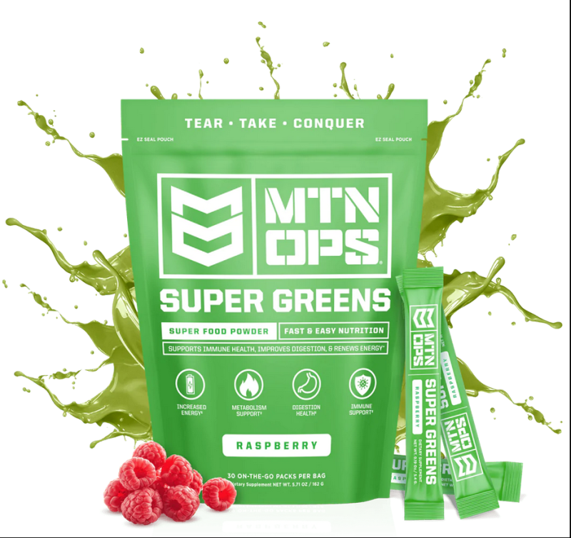 Super Greens Powder Supplement - Raspberry Lemonade Flavor, 30 Servings, All-Natural Blend