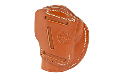 4 Way Holster, Leather Belt Holster, Right Hand, Classic Brown, Fits Glock 48 & S&W EZ380, Size 1 4WH-1-CBR-R