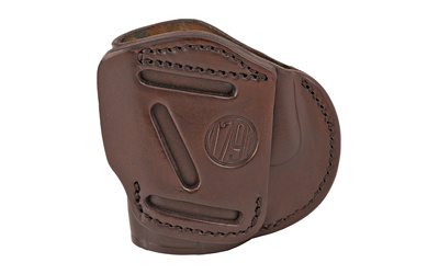4 Way Holster, Leather Belt Holster, Right Hand, Signature Brown, Fits Glock 26 27 33 & Springfield XDS/XDE/XD9/XD40, Size 4 4WH-4-SBR-R
