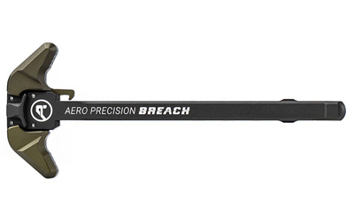 BREACH, AR-15 Charging Handle, Ambidextrous, Large Lever, Gas Deflection Shelf, Anodized Finish, Black and Olive Drab Green APRA700131C