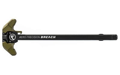BREACH, AR-10 Charging Handle, Ambidextrous, Small Lever, Gas Deflection Shelf, Anodized Finish, Black and Olive Drab Green APRA700330C