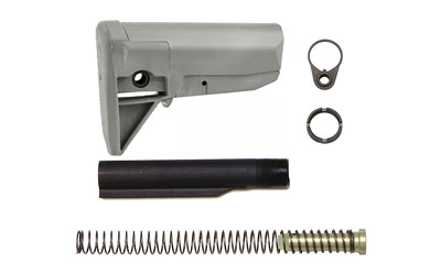 Model 0 Stock Kit, Receiver Extension, Quick Detach End Plate, Lock Nut Action Spring, Carbine Buffer, Wolf Gray Finish BCM-GFSK-MOD-0-WG