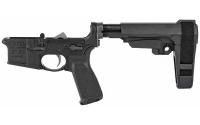 BCM, Pistol Lower Group with SBA3 Pistol Brace, Aluminum Frame, 556NATO, Black Finish, BCMGUNFIGHTER Pistol Grip, BCMGUNFIGHTER Trigger Guard, BCMGUNFIGHTER QD Sling Mount End Plate LRG-SBA3-BLK