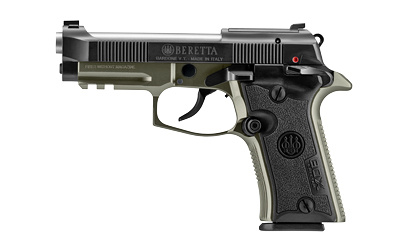 80X Cheetah, Semi-automatic Pistol, Double/Single Action, Metal Frame, Compact, 380 ACP, 3.9" Silver Barrel, Black Slide, Olive Drab Green Frame, Optics Ready, Ambidextrous Safety, Interchangeable Front Sight, 13 Rounds, 2 Magazines SPEC0713A