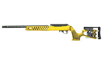 Professional, Semi-automatic Rifle, 22 LR, 18.5" Proof Research Threaded Barrel, 1/2X28" Thread Pitch, Cerakote Finish, Yellow Battleworn, Luth AR MCA-22 Stock, 10 Rounds, 1 Magazine BRO-22-P-YB