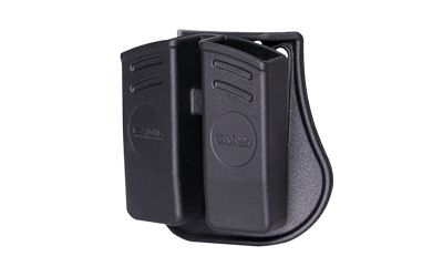 Double Magazine Pouch, Matte Finish, Black, Polymer Construction, Fits Double Stack 9mm Magazines PACN0379