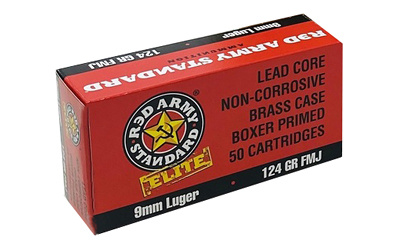 Red Army Standard Elite, 9MM, 124Gr, Full Metal Jacket, 50 Round Box AM3295