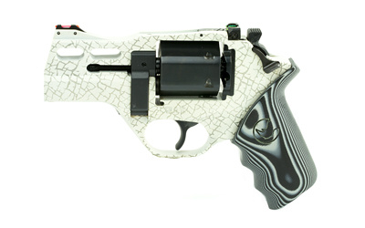 Rhino 30SAR Revolver, Single Action, 9MM, 3" Barrel, Alloy Frame, Laser Etched White Cerakote Finish, Gray and Black G10 Grips, 6Rd, 3 Moon Clips, Fiber Optic Front Sight CF340-281