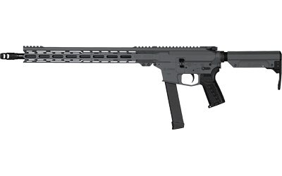 Resolute MKGS, Semi-automatic Rifle, 9MM, 16.1" Barrel, Threaded Barrel, 1/2x28", ZEROED SR Brake, Cerakote Finish, Gray, 15" Free Float M-LOK Handguard, ZEROED Polymer Grip, CMMG RipStock, Manual Safety, 32 Rounds, 1 Magazine, Glock Magazine Compatible