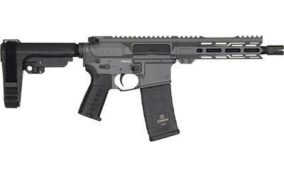 Banshee MK4, Semi-automatic Pistol, AR, 9MM, 8" Threaded Barrel, 1/2x28, CMMG Zeroed Linear Compensator, Cerakote Finish, Tungsten, M-LOK Handguard, CMMG Zeroed Polymer Grip, Pistol Tube, Manual Safety, 30 Rounds, 1 Magazine PE-94A5185-TNG