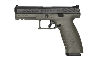 P-10 F, Striker Fired, Semi-automatic, Polymer Frame Pistol, Full Size, 9MM, 4.5" Barrel, Nitride Slide Finish, OD Green, 3 Interchangeable Backstraps, Fixed Sights, Integrated Trigger Safety, 19 Rounds, Reversible Magazine Catch 89545