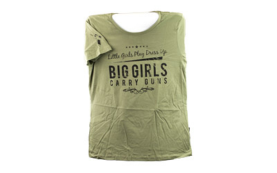 Short Sleeve Shirt, "Big Girls Carry Guns", XSmall, Women, OD Green AP95118