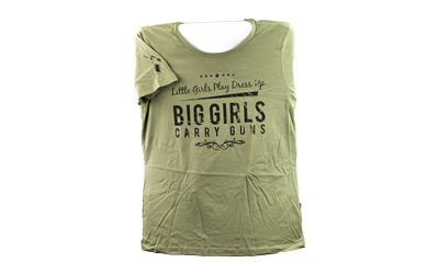 Short Sleeve Shirt, "Big Girls Carry Guns", Small, Women, OD Green AP95119