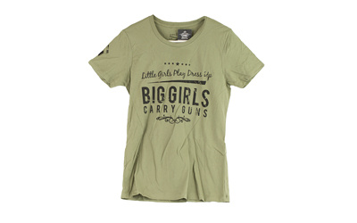 Short Sleeve Shirt, "Big Girls Carry Guns", Large, Women, OD Green AP95121