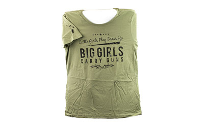 Short Sleeve Shirt, "Big Girls Carry Guns", XXLarge, Women, OD Green AP95123