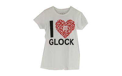 Short Sleeve Shirt, "I Love Glock", Women, Medium, White AP95138