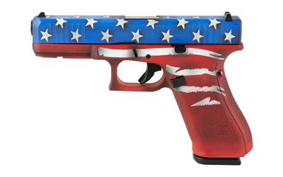 17, GEN 5, Semi-automatic, Striker Fired, Full Size, 9MM, 4.49", Red, White, Blue, BattleWorn Flag, Interchangeable, 17 Rounds, 3 Mags, Front Serrations, Fixed Sights, Polymer, DLC PA175S204