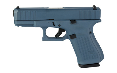 19, GEN 5, Semi-automatic, Striker Fired, Compact, 9MM, 4.02", Blue Titanium, Interchangeable, 15 Rounds, 3 Mags, Front Serrations, Fixed Sights, Polymer, DLC PA195S204-BT