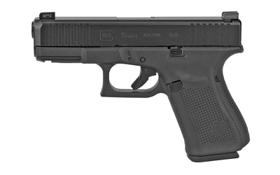 19 Gen5, Striker Fired, Compact, 9MM, 4.02" Marksman Barrel, Polymer Frame, Matte Finish, AmeriGlo BOLD Night Sights (Orange Outline Front Sight), 10Rd, 3 Magazines, Ambidextrous Slide Stop Lever, Flared Mag Well, nDLC Finished Slide and Barrel, No Finge