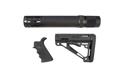 Kit, Black Finish, Finger Groove Beavertail Grip,Rifle Length Forend with Accessories, Overmolded Collapsible Stock, Buffer Tube and Hardware, AR-15/M16 15078