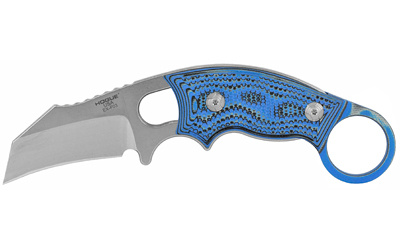 EX-F03, 2.25" Fixed Blade, Hawkbill Blade, G10 G-Mascus Blue Scales, Black Sheath 35323-EXLRSR