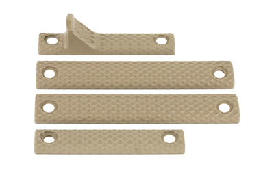 URX 3/3.1 4 Piece Long Rail Panel Kit, Flat Dark Earth Finish, 2 3-Hole Panels, 1 2-Hole Panel, 1 2-Hole Handstop, 8 Screws, 4 Backing Nuts 30410-FDE
