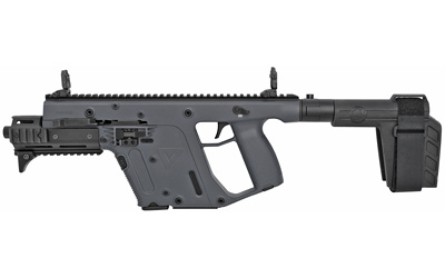 VECTOR SDP SB Enhanced, Combat Grey, 6.5'' threaded barrel, KRISS recoil mitigation system, DEFIANCE folding sights, SB Tactical SBX-K brace, KRISS Folding Adapter, thread protector, mini handguard, short rail section, 1 magazine, cleaning kit, user manu