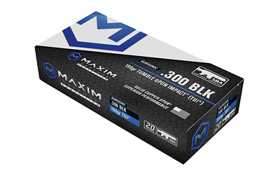 SBA Short Barrel Ammunition, 300 Blackout, 190 Grain, Solid Copper Bullet, TUI (Tumble Upon Impact) Design, 20 Round Box, Subsonic MXM-49005
