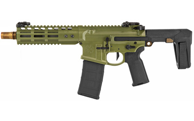 Infidel N4-PDW, Semi-automatic Pistol, 556NATO, 13.7" Barrel, Aluminum Frame, Bazooka Green Cerakote, Q Pistol Brace, Q BCG, NHR-15 Handguard, Super Badass Charging Handle, Geissele SD-E Trigger, STS Ambi Selector, Norgon Ambi Catch, K2 Grip, MBUS Pro Si