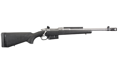 Scout Rifle, Bolt Action, 450 BUSHMASTER, 16.1" Barrel with Ruger Precision Rifle Hybrid Muzzle Brake, Matte Stainless Steel Finish, Black Synthetic Stock, Adjustable Rear Sight & Protected Blade Front Sight, Right Hand, 4 Rounds 06838