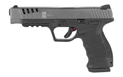 SAR9 Sport, Striker Fired, Semi-automatic, Polymer Frame Pistol, Full Size, 9MM, 5.2" Barrel, Platinum, 3 Dot Sights, 17 Rounds, 2 Magazine SAR9SPTPT