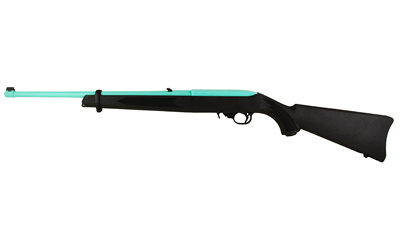 10/22 Carbine, Semi-Automatic Rifle, 22 LR, 18.5" Barrel, Robin's Egg Blue Cerakote Receiver and Barrel, Alloy Steel, Black Synthetic Stock, Adjustable Rear and Gold Bead Front Sight, 10 Round 01151