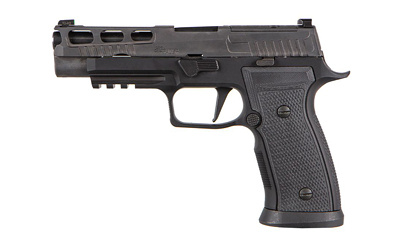 P320 AXG Pro Carry, Striker Fired, 9mm, 3.9" Barrel, Polymer Grips, Black Nitron Slide Finish, Titanium Cerakote Frame Finish, XSeries Optic-ready Slide, X-Ray 3 Night Sights, 10 Round, 2 Magazines 320AXGCA-9-RTXR3-R2-10