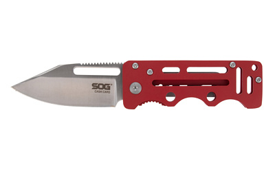 Cash Card, Folding Knife, 2.75", Silver, Clip Point Straight Edge, Stainless Steel Handle, Red, Stonewashed Finish, 8Cr13MoV Construction SOGEZ2-CP