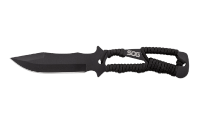 Throwing Knives, Fixed Blade Knife, 4.4" Straight Edge Spear Point, Black Paracord Handle, 420 Stainless Steel, Hardcased Finish, Black, Includes Nylon Sheath, 3 Pack SOG-F041TN-CP