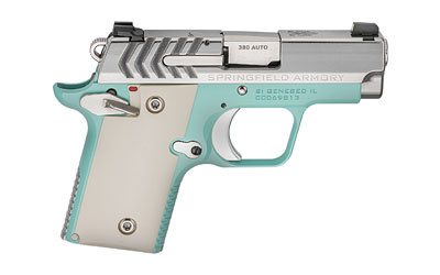 911, 1911 Micro Compact, 380ACP, 2.7" Barrel, Alloy Frame, Vintage Blue Cerakote Finish, Stainless Steel Slide, 2 Magazines, 1-6Rd & 1-7Rd, Engineered Ivory Grips, Tritium Night Sights PG9109VBS