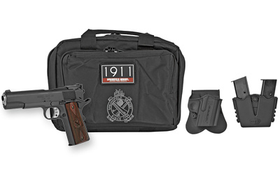 Range Officer, Full Size, 1911, 45ACP, 5" Match Grade Barrel, Steel Frame, Parkerized Finish, Cocobolo Grips, Adjustable Sights, 7Rd,Instant Gear Up Includes 5 Magazines, Range Bag, Hard Case, Holster and Magazine Pouch PI9128L