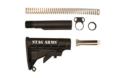 Tactical Stock Kit, Carbine Action Spring, Carbine Standard Weight Buffer Assembly, Mil-spec Buttstock with Sling Swivel, Mil-spec 6-position Extension Receiver, Receiver End Plate, Receiver Nut, Black Finish SA250012