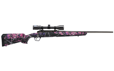 Axis XP Camo Compact, Bolt Action, 7MM-08, 20" Barrel, Black Color, Muddy Girl Camo Polymer Stock, Right Hand, Weaver 3-9x40 Scope, 4Rd, Detachable Box Magazine 57273